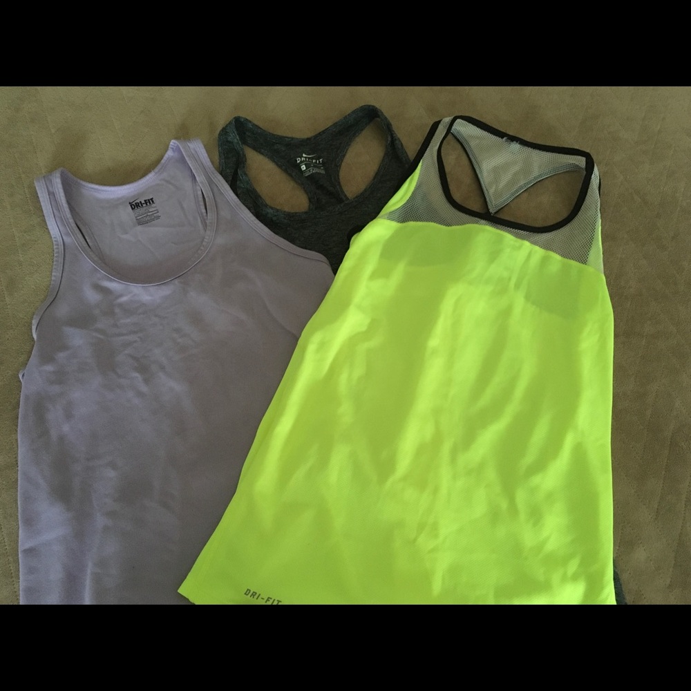 SOLD !!!  Three Nike dry fit tank tops